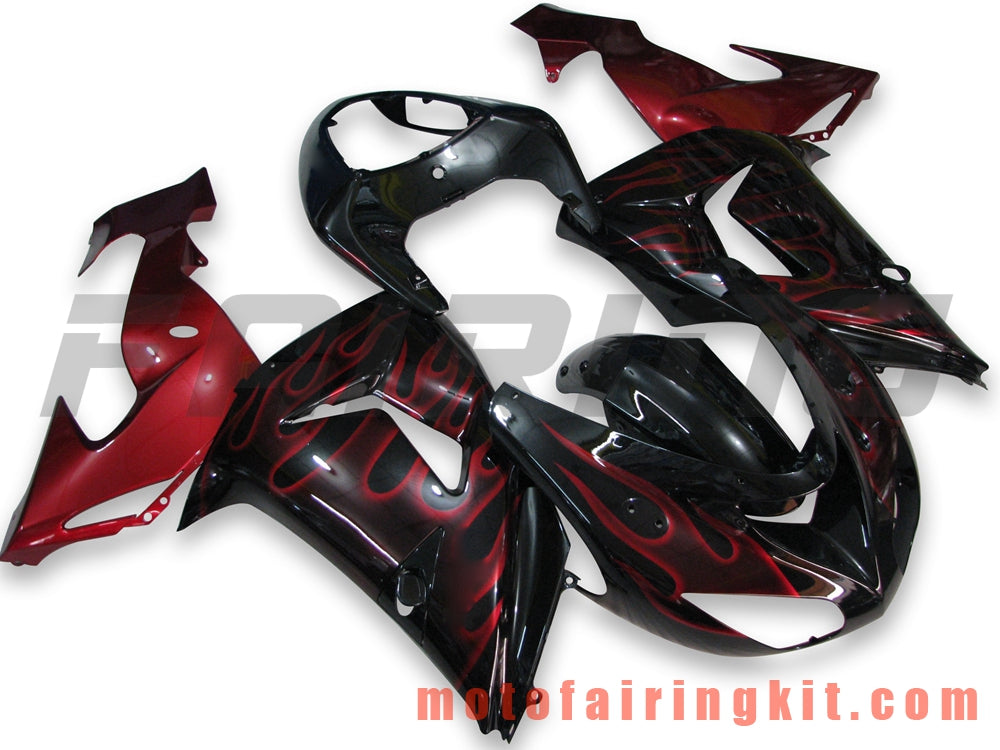 Fairing Kits Fit for ZX-10R ZX10R 2006 2007 ZX-10R ZX10R 06 07 Plastic ABS Injection Mold Complete Motorcycle Body Aftermarket Bodywork Frame (Black & Red) B019