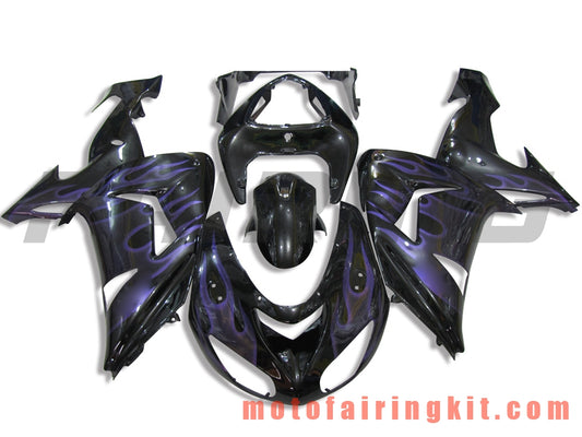 Fairing Kits Fit for ZX-10R ZX10R 2006 2007 ZX-10R ZX10R 06 07 Plastic ABS Injection Mold Complete Motorcycle Body Aftermarket Bodywork Frame (Black & Purple) B020