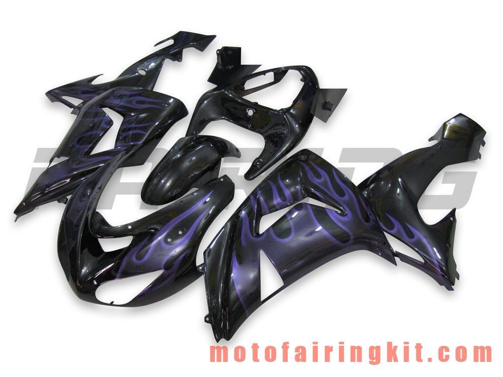 Fairing Kits Fit for ZX-10R ZX10R 2006 2007 ZX-10R ZX10R 06 07 Plastic ABS Injection Mold Complete Motorcycle Body Aftermarket Bodywork Frame (Black & Purple) B020