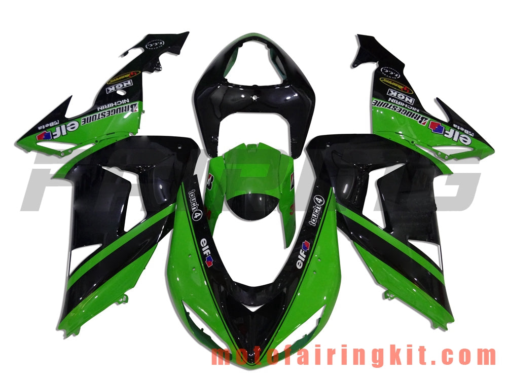 フェアリングキット ZX-10R ZX10R 2006 2007 ZX-10R ZX10R 06 07 プラスチック ABS 射出成型 完全なオートバイボディ アフターマーケットボディワークフレーム (ブラック &amp; グリーン) B021