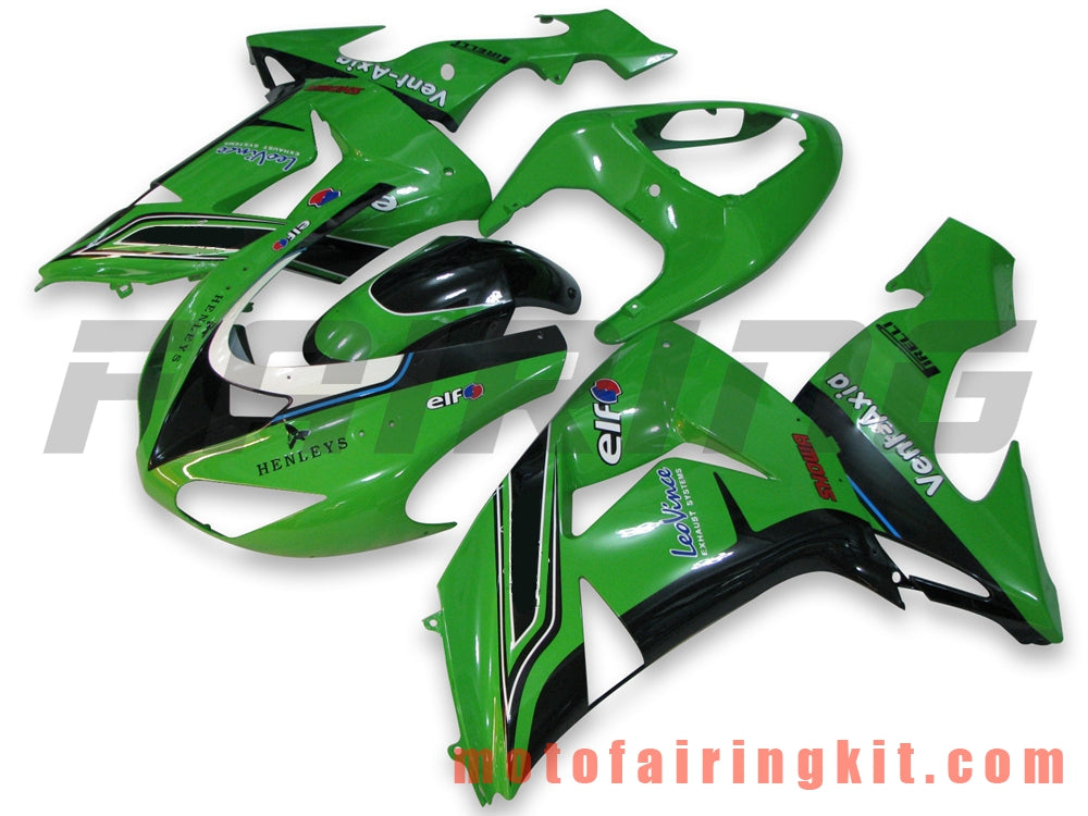 Fairing Kits Fit for ZX-10R ZX10R 2006 2007 ZX-10R ZX10R 06 07 Plastic ABS Injection Mold Complete Motorcycle Body Aftermarket Bodywork Frame (Green & Black) B022