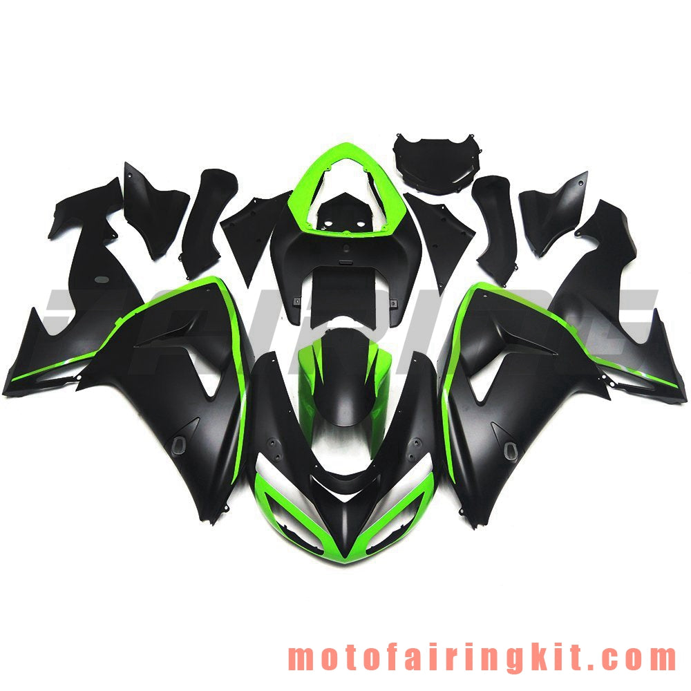 Fairing Kits Fit for ZX-10R ZX10R 2006 2007 ZX-10R ZX10R 06 07 Plastic ABS Injection Mold Complete Motorcycle Body Aftermarket Bodywork Frame (Black & Green) B024