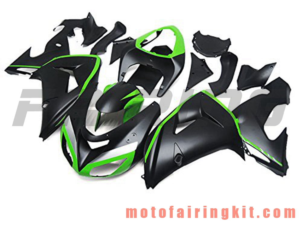 Fairing Kits Fit for ZX-10R ZX10R 2006 2007 ZX-10R ZX10R 06 07 Plastic ABS Injection Mold Complete Motorcycle Body Aftermarket Bodywork Frame (Black & Green) B024