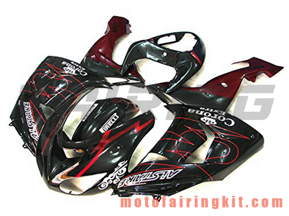 Fairing Kits Fit for ZX-10R ZX10R 2006 2007 ZX-10R ZX10R 06 07 Plastic ABS Injection Mold Complete Motorcycle Body Aftermarket Bodywork Frame (Black & Red) B030