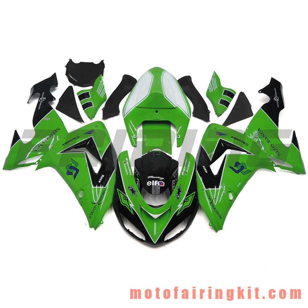 Fairing Kits Fit for ZX-10R ZX10R 2006 2007 ZX-10R ZX10R 06 07 Plastic ABS Injection Mold Complete Motorcycle Body Aftermarket Bodywork Frame (Green & Black) B031