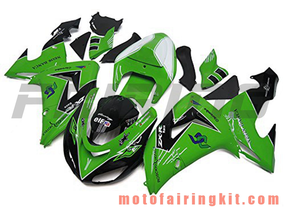 Fairing Kits Fit for ZX-10R ZX10R 2006 2007 ZX-10R ZX10R 06 07 Plastic ABS Injection Mold Complete Motorcycle Body Aftermarket Bodywork Frame (Green & Black) B031