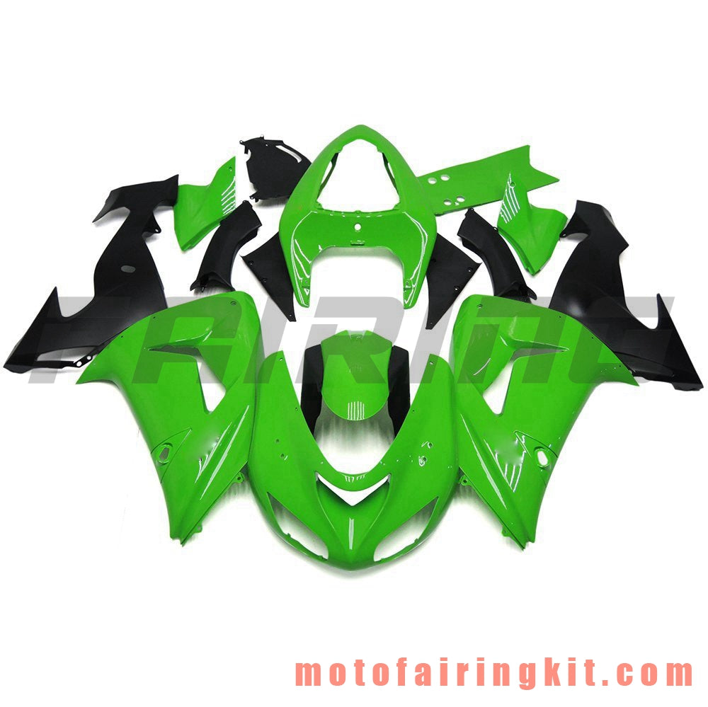 Kits de carenado aptos para ZX-10R ZX10R 2006 2007 ZX-10R ZX10R 06 07 Molde de inyección de plástico ABS Carrocería completa para motocicleta Marco de carrocería de posventa (verde y negro) B034