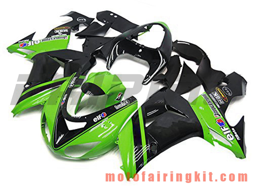 Fairing Kits Fit for ZX-10R ZX10R 2006 2007 ZX-10R ZX10R 06 07 Plastic ABS Injection Mold Complete Motorcycle Body Aftermarket Bodywork Frame (Black & Green) B035