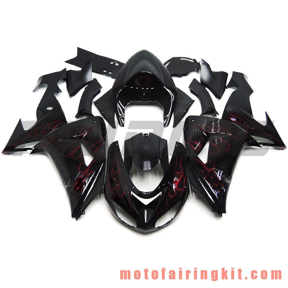 Fairing Kits Fit for ZX-10R ZX10R 2006 2007 ZX-10R ZX10R 06 07 Plastic ABS Injection Mold Complete Motorcycle Body Aftermarket Bodywork Frame (Black) B036