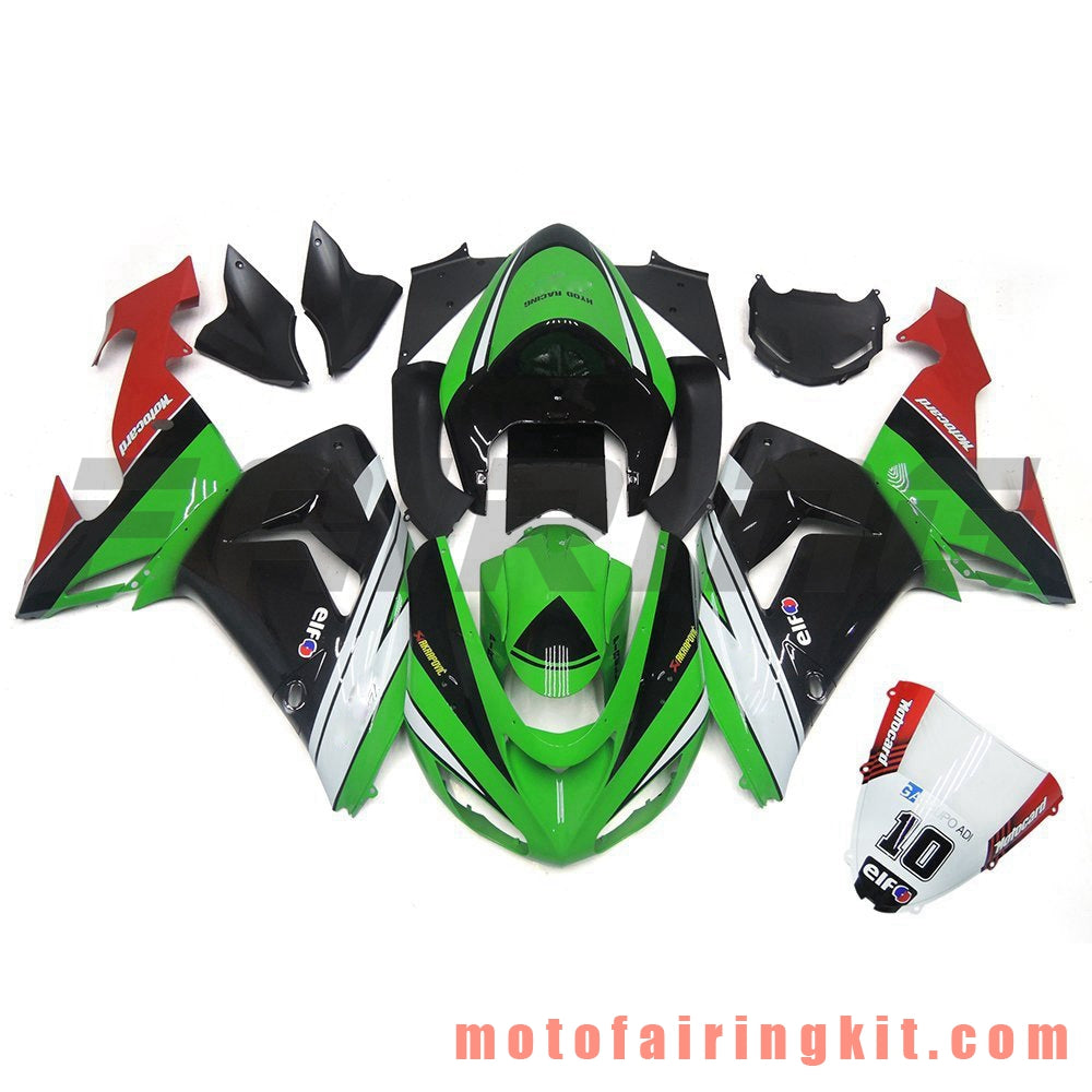 Fairing Kits Fit for ZX-10R ZX10R 2006 2007 ZX-10R ZX10R 06 07 Plastic ABS Injection Mold Complete Motorcycle Body Aftermarket Bodywork Frame (Black & Green) B038