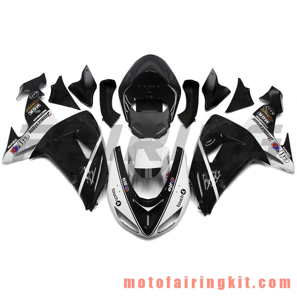 Fairing Kits Fit for ZX-10R ZX10R 2006 2007 ZX-10R ZX10R 06 07 Plastic ABS Injection Mold Complete Motorcycle Body Aftermarket Bodywork Frame (Black & White) B039