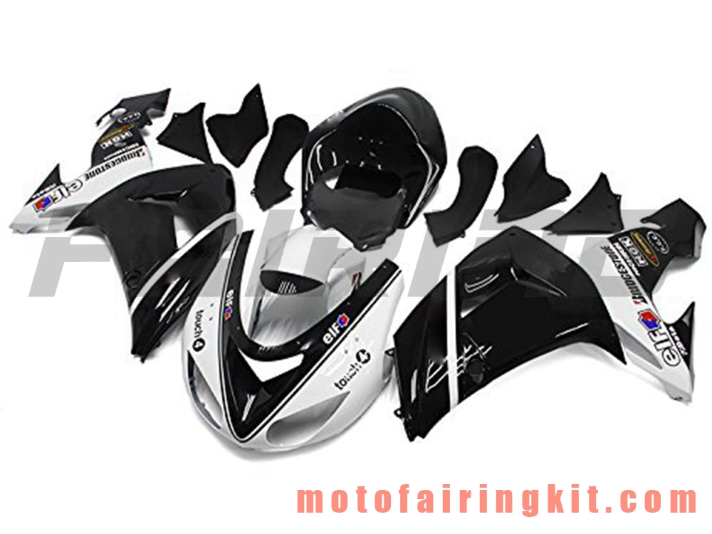 Fairing Kits Fit for ZX-10R ZX10R 2006 2007 ZX-10R ZX10R 06 07 Plastic ABS Injection Mold Complete Motorcycle Body Aftermarket Bodywork Frame (Black & White) B039