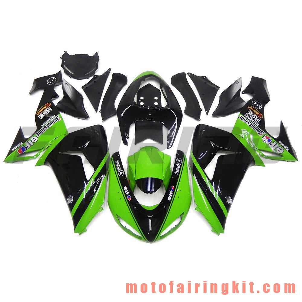 Kits de carenado aptos para ZX-10R ZX10R 2006 2007 ZX-10R ZX10R 06 07 Molde de inyección de plástico ABS Carrocería completa para motocicleta Marco de carrocería de posventa (negro y verde) B041