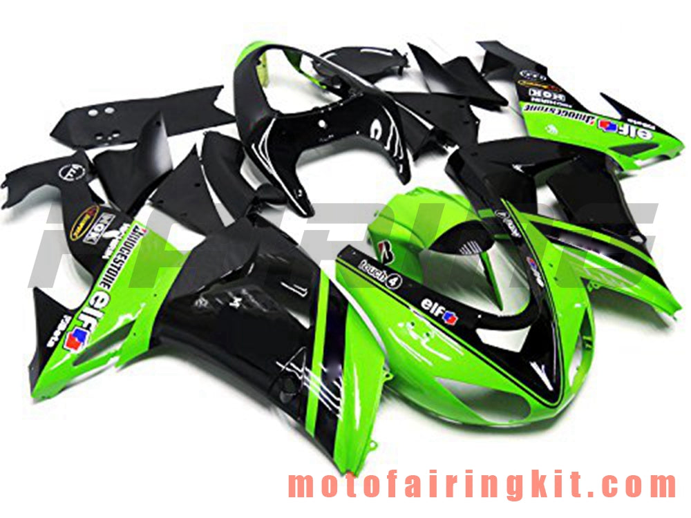 Fairing Kits Fit for ZX-10R ZX10R 2006 2007 ZX-10R ZX10R 06 07 Plastic ABS Injection Mold Complete Motorcycle Body Aftermarket Bodywork Frame (Black & Green) B041