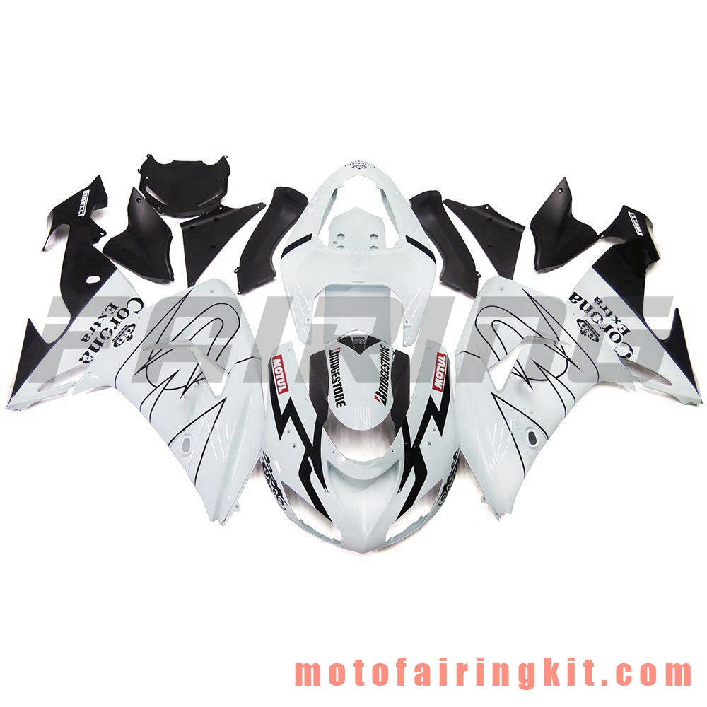 Fairing Kits Fit for ZX-10R ZX10R 2006 2007 ZX-10R ZX10R 06 07 Plastic ABS Injection Mold Complete Motorcycle Body Aftermarket Bodywork Frame (White & Black) B042