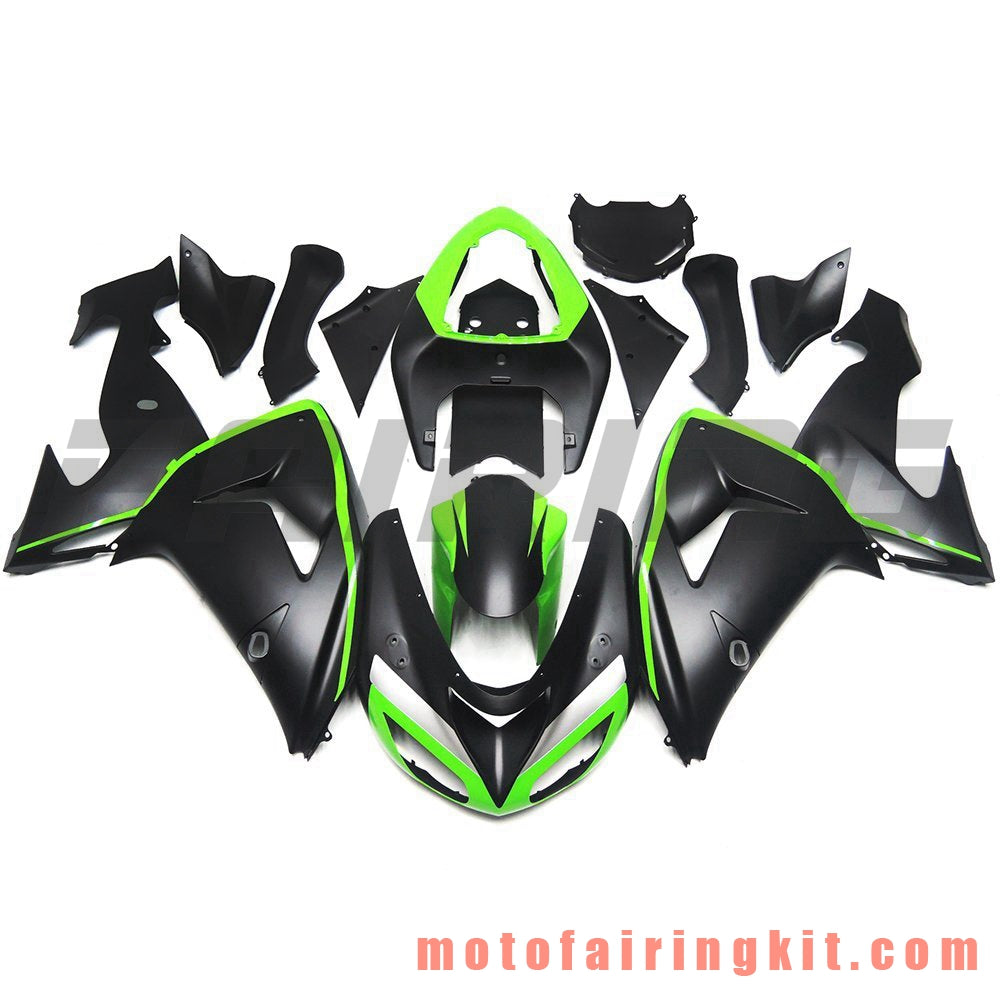 Fairing Kits Fit for ZX-10R ZX10R 2006 2007 ZX-10R ZX10R 06 07 Plastic ABS Injection Mold Complete Motorcycle Body Aftermarket Bodywork Frame (Black & Green) B045