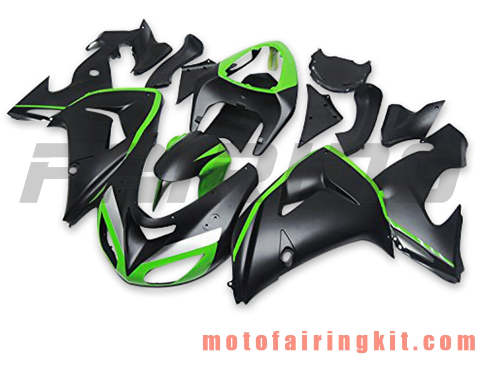 Fairing Kits Fit for ZX-10R ZX10R 2006 2007 ZX-10R ZX10R 06 07 Plastic ABS Injection Mold Complete Motorcycle Body Aftermarket Bodywork Frame (Black & Green) B045