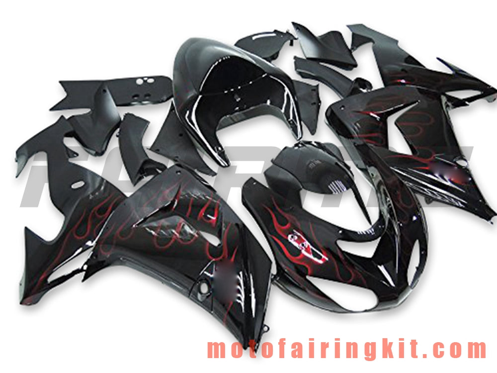 Kits de carenado aptos para ZX-10R ZX10R 2006 2007 ZX-10R ZX10R 06 07 Molde de inyección de plástico ABS Carrocería completa para motocicleta Marco de carrocería de posventa (negro y rojo) B046