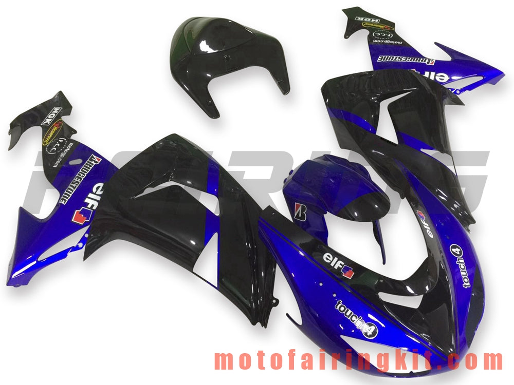 Fairing Kits Fit for ZX-10R ZX10R 2006 2007 ZX-10R ZX10R 06 07 Plastic ABS Injection Mold Complete Motorcycle Body Aftermarket Bodywork Frame (Blue & Black) B048