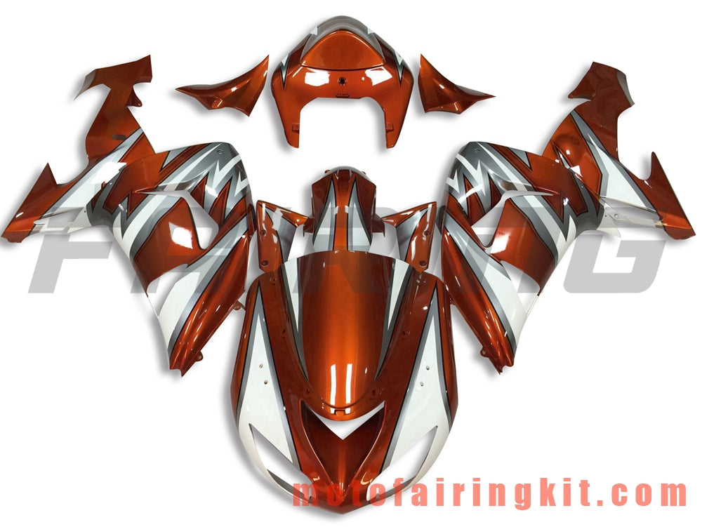 Fairing Kits Fit for ZX-10R ZX10R 2006 2007 ZX-10R ZX10R 06 07 Plastic ABS Injection Mold Complete Motorcycle Body Aftermarket Bodywork Frame (Orange & White) B051