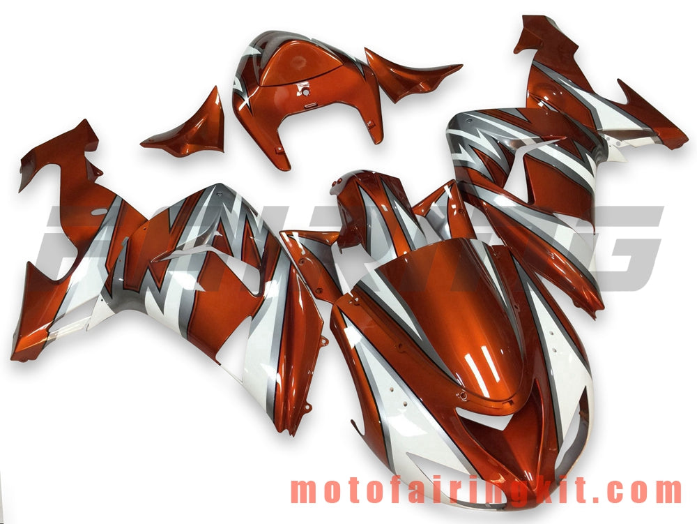 Fairing Kits Fit for ZX-10R ZX10R 2006 2007 ZX-10R ZX10R 06 07 Plastic ABS Injection Mold Complete Motorcycle Body Aftermarket Bodywork Frame (Orange & White) B051