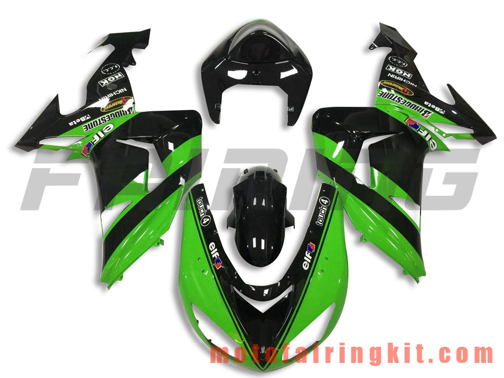 Fairing Kits Fit for ZX-10R ZX10R 2006 2007 ZX-10R ZX10R 06 07 Plastic ABS Injection Mold Complete Motorcycle Body Aftermarket Bodywork Frame (Green & Black) B053