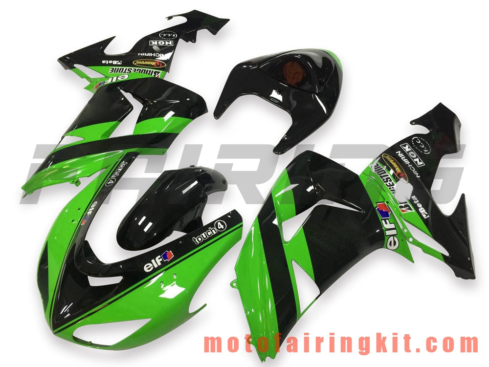 Fairing Kits Fit for ZX-10R ZX10R 2006 2007 ZX-10R ZX10R 06 07 Plastic ABS Injection Mold Complete Motorcycle Body Aftermarket Bodywork Frame (Green & Black) B053