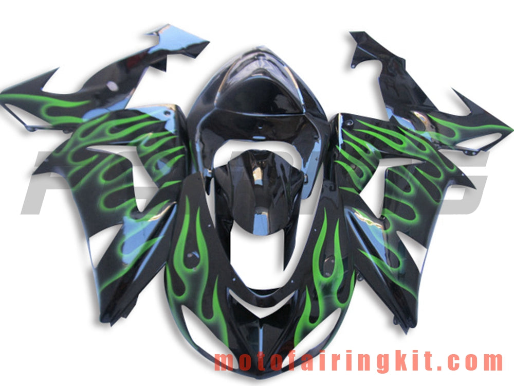 Fairing Kits Fit for ZX-10R ZX10R 2006 2007 ZX-10R ZX10R 06 07 Plastic ABS Injection Mold Complete Motorcycle Body Aftermarket Bodywork Frame (Black & Green) B056