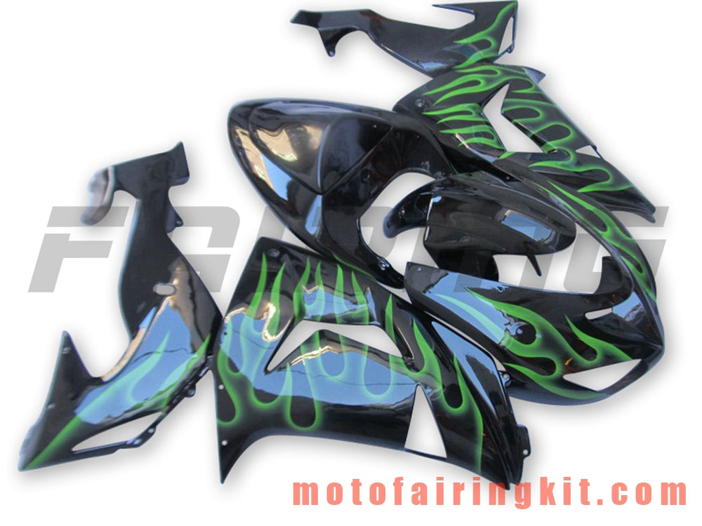 Fairing Kits Fit for ZX-10R ZX10R 2006 2007 ZX-10R ZX10R 06 07 Plastic ABS Injection Mold Complete Motorcycle Body Aftermarket Bodywork Frame (Black & Green) B056