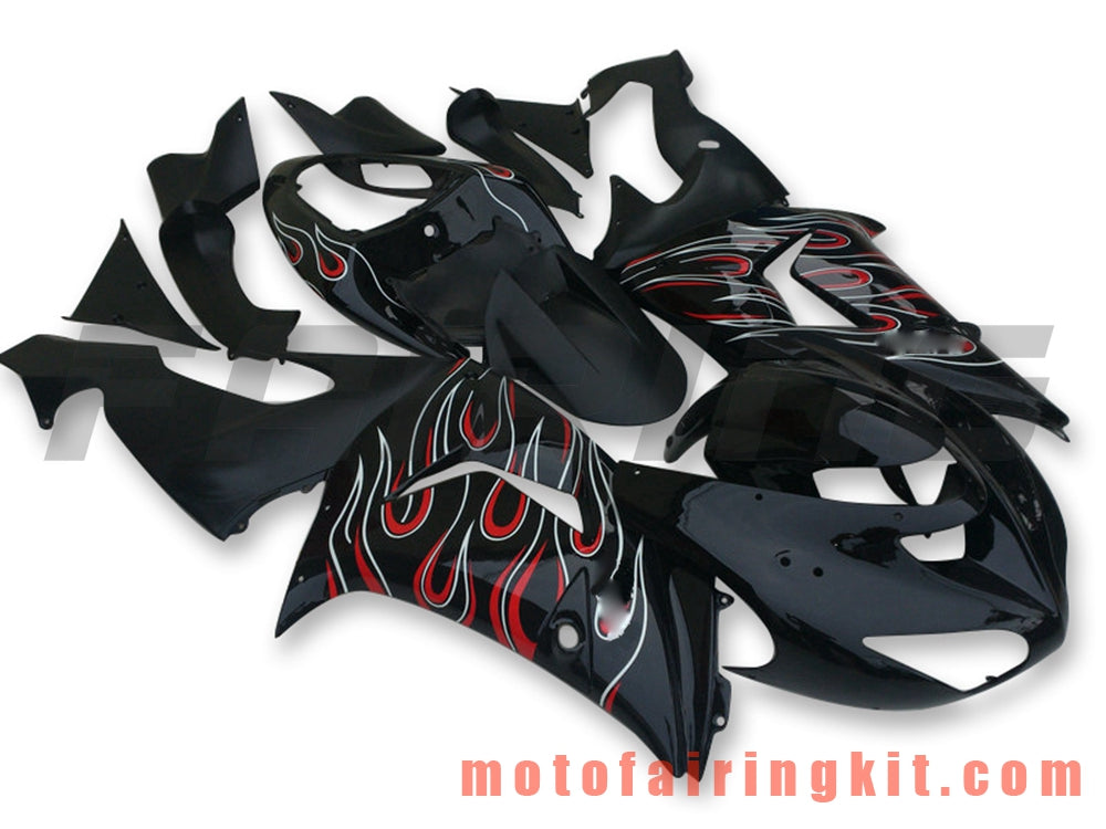 Fairing Kits Fit for ZX-10R ZX10R 2006 2007 ZX-10R ZX10R 06 07 Plastic ABS Injection Mold Complete Motorcycle Body Aftermarket Bodywork Frame (Black & Red) B061