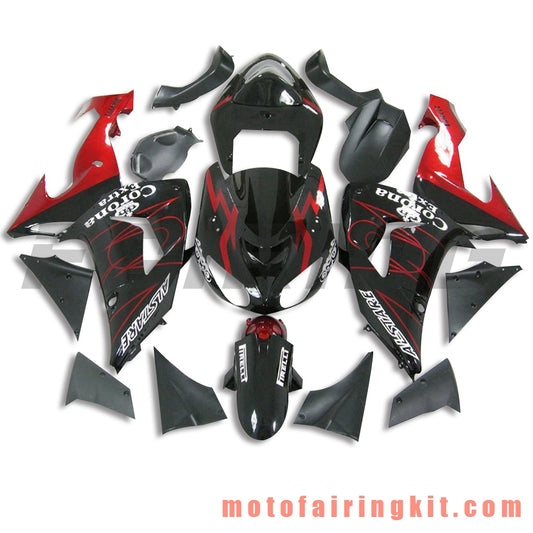 Fairing Kits Fit for ZX-10R ZX10R 2006 2007 ZX-10R ZX10R 06 07 Plastic ABS Injection Mold Complete Motorcycle Body Aftermarket Bodywork Frame (Black & Red) B065