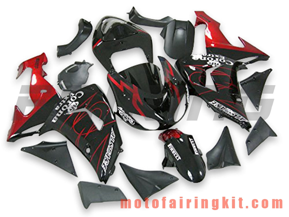 Fairing Kits Fit for ZX-10R ZX10R 2006 2007 ZX-10R ZX10R 06 07 Plastic ABS Injection Mold Complete Motorcycle Body Aftermarket Bodywork Frame (Black & Red) B065