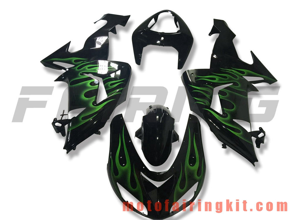 フェアリングキット ZX-10R ZX10R 2006 2007 ZX-10R ZX10R 06 07 プラスチック ABS 射出成型 完全なオートバイボディ アフターマーケットボディワークフレーム (ブラック &amp; グリーン) B068