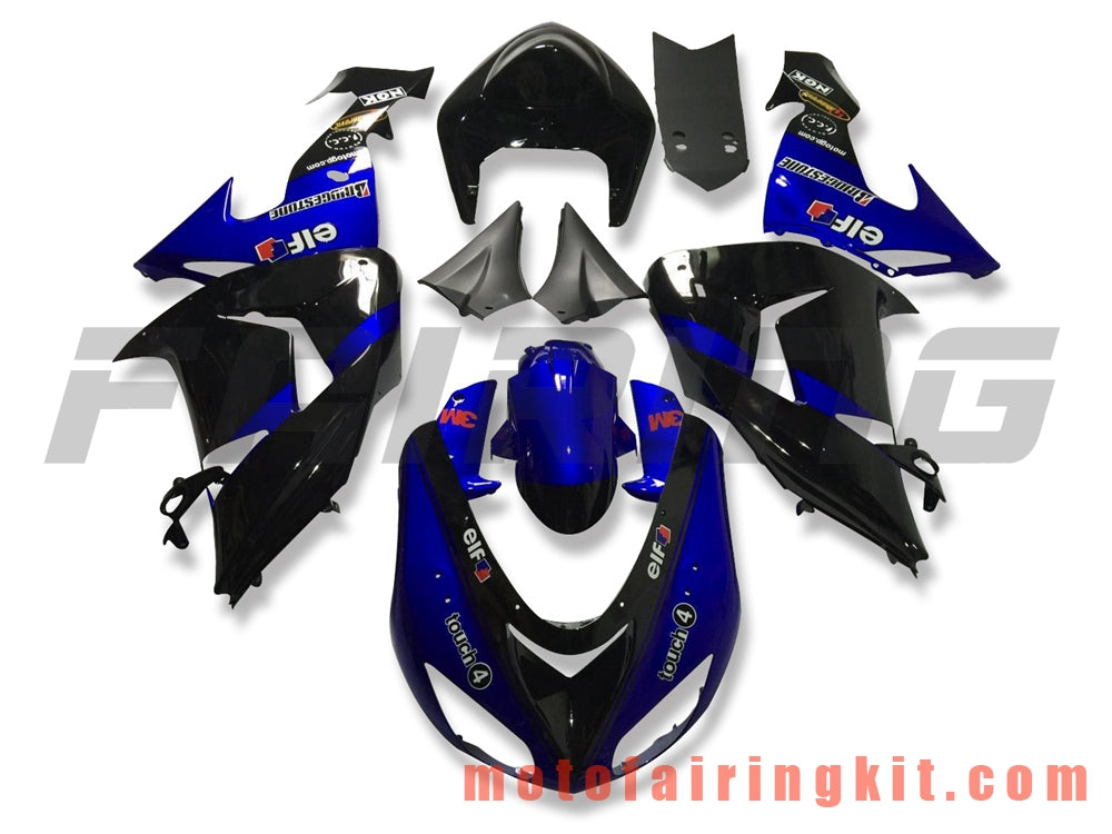 Kits de carenado aptos para ZX-10R ZX10R 2006 2007 ZX-10R ZX10R 06 07 Molde de inyección de plástico ABS Carrocería completa para motocicleta Carrocería del mercado de accesorios Marco (azul y negro) B070