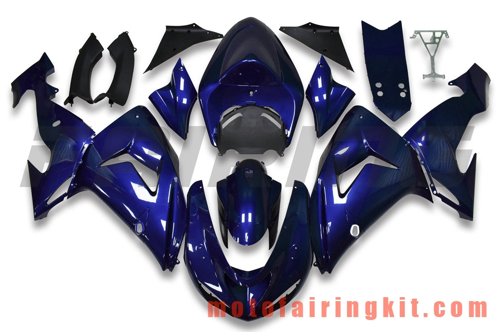 Kits de carenado aptos para ZX-10R ZX10R 2006 2007 ZX-10R ZX10R 06 07 Molde de inyección de plástico ABS Carrocería completa para motocicleta Carrocería del mercado de accesorios Marco (azul) B072