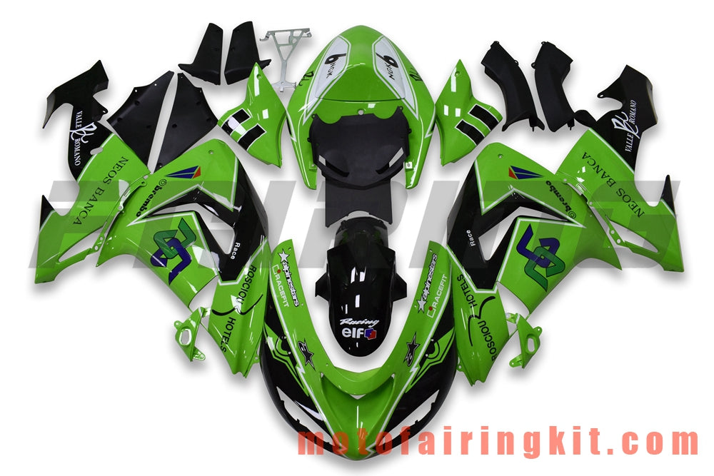 Fairing Kits Fit for ZX-10R ZX10R 2006 2007 ZX-10R ZX10R 06 07 Plastic ABS Injection Mold Complete Motorcycle Body Aftermarket Bodywork Frame (Green & Black) B074