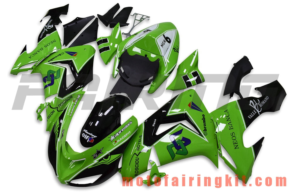 Fairing Kits Fit for ZX-10R ZX10R 2006 2007 ZX-10R ZX10R 06 07 Plastic ABS Injection Mold Complete Motorcycle Body Aftermarket Bodywork Frame (Green & Black) B074