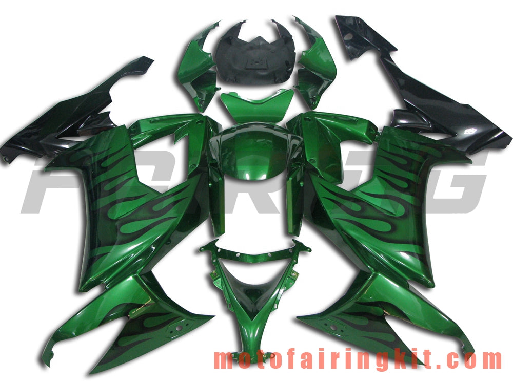 Fairing Kits Fit for ZX-10R ZX10R 2008 2009 2010 ZX10R 08 09 10 Plastic ABS Injection Mold Complete Motorcycle Body Aftermarket Bodywork Frame (Green & Black) B001