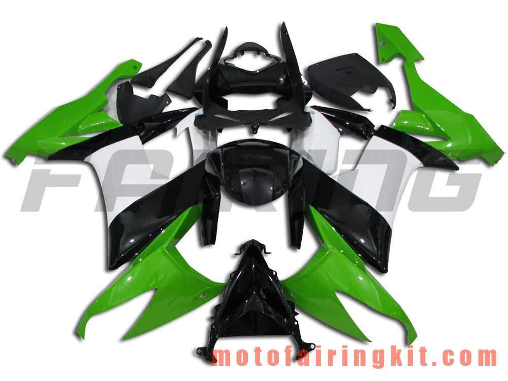 フェアリングキット ZX-10R ZX10R 2008 2009 2010 ZX10R 08 09 10 プラスチック ABS 射出成形 完全なオートバイボディ アフターマーケットボディワークフレーム (ブラック &amp; グリーン) B002