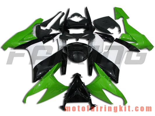 Kits de carenado aptos para ZX-10R ZX10R 2008 2009 2010 ZX10R 08 09 10 Molde de inyección de plástico ABS Carrocería completa para motocicleta Marco de carrocería de posventa (negro y verde) B002