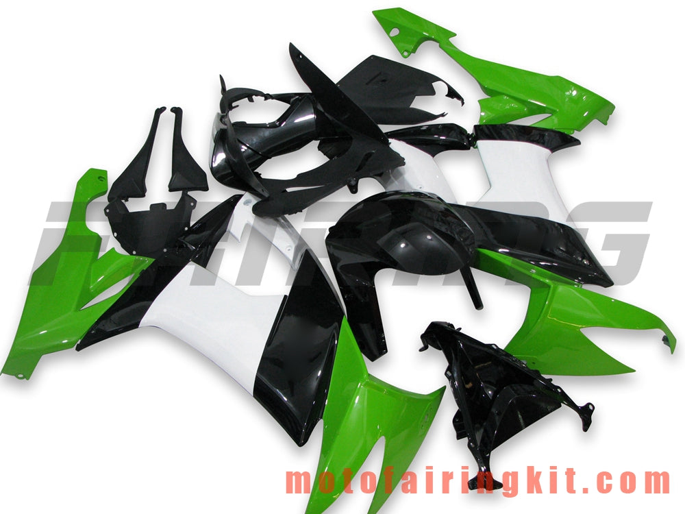 フェアリングキット ZX-10R ZX10R 2008 2009 2010 ZX10R 08 09 10 プラスチック ABS 射出成形 完全なオートバイボディ アフターマーケットボディワークフレーム (ブラック &amp; グリーン) B002