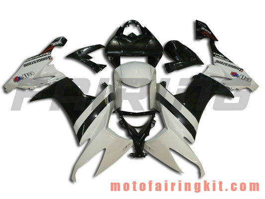 Kits de carenado aptos para ZX-10R ZX10R 2008 2009 2010 ZX10R 08 09 10 Molde de inyección de plástico ABS Carrocería completa para motocicleta Marco de carrocería de posventa (blanco y negro) B003