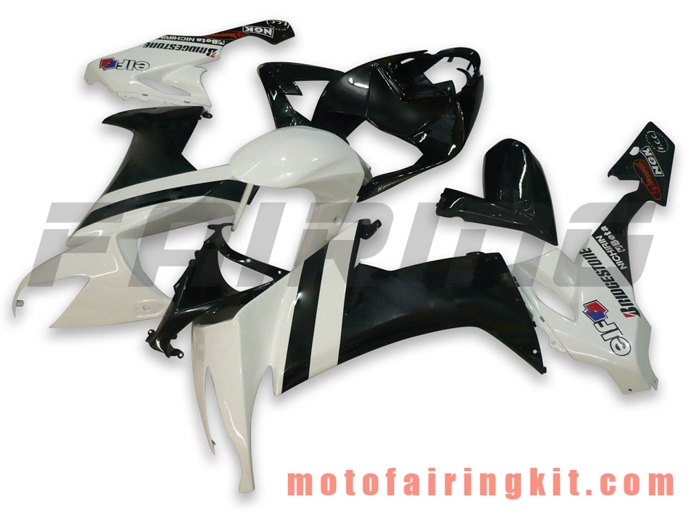 Fairing Kits Fit for ZX-10R ZX10R 2008 2009 2010 ZX10R 08 09 10 Plastic ABS Injection Mold Complete Motorcycle Body Aftermarket Bodywork Frame (White & Black) B003