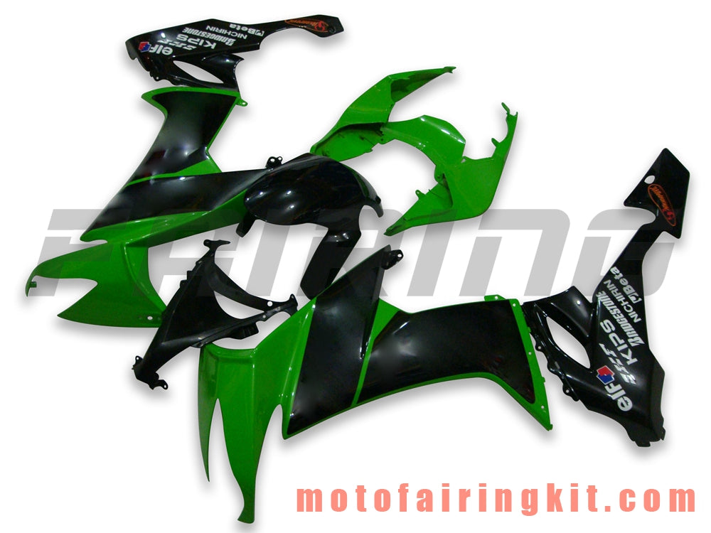 Fairing Kits Fit for ZX-10R ZX10R 2008 2009 2010 ZX10R 08 09 10 Plastic ABS Injection Mold Complete Motorcycle Body Aftermarket Bodywork Frame (Black & Green) B006