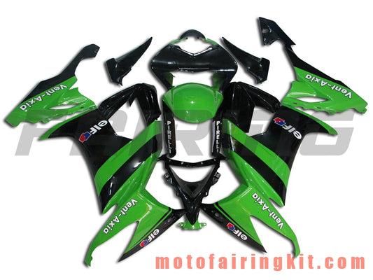 Kits de carenado aptos para ZX-10R ZX10R 2008 2009 2010 ZX10R 08 09 10 Molde de inyección de plástico ABS Carrocería completa para motocicleta Marco de carrocería de posventa (verde y negro) B007