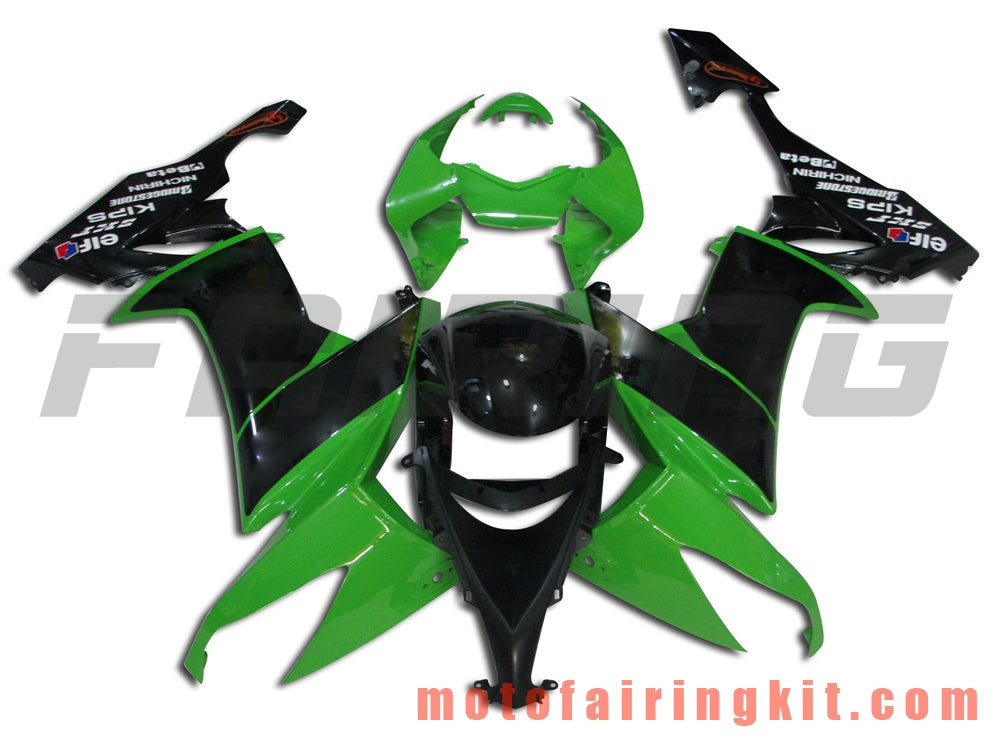 Fairing Kits Fit for ZX-10R ZX10R 2008 2009 2010 ZX10R 08 09 10 Plastic ABS Injection Mold Complete Motorcycle Body Aftermarket Bodywork Frame (Black & Green) B009