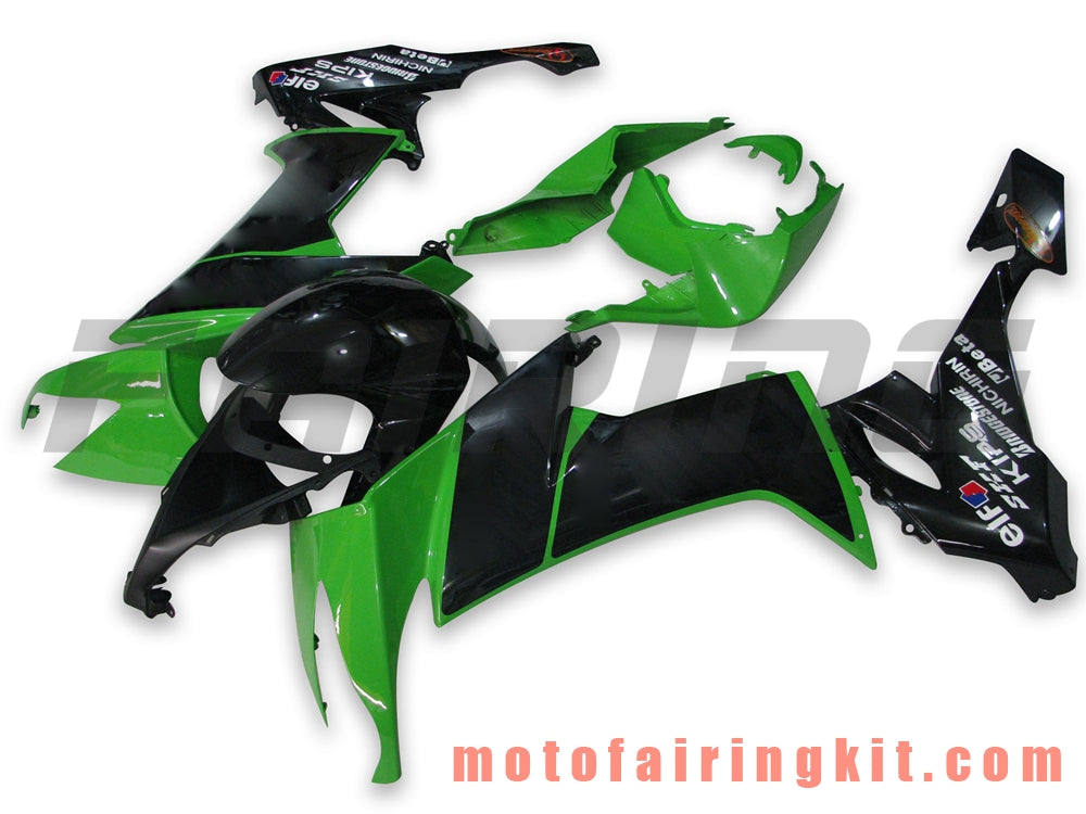 フェアリングキット ZX-10R ZX10R 2008 2009 2010 ZX10R 08 09 10 プラスチック ABS 射出成形 完全なオートバイボディ アフターマーケットボディワークフレーム (ブラック &amp; グリーン) B009