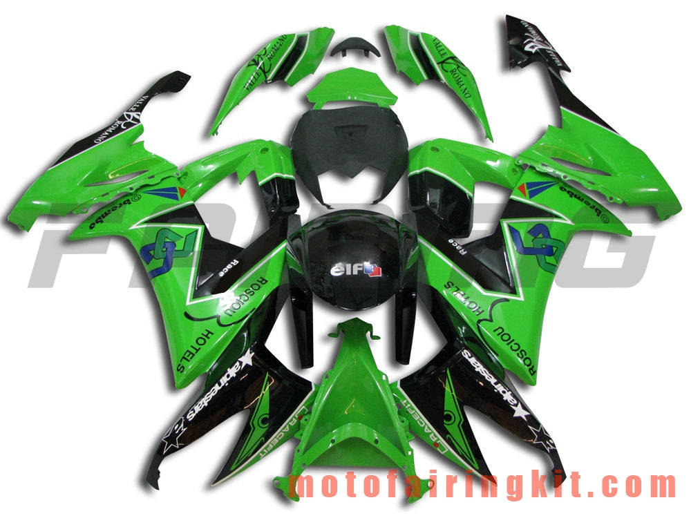 Fairing Kits Fit for ZX-10R ZX10R 2008 2009 2010 ZX10R 08 09 10 Plastic ABS Injection Mold Complete Motorcycle Body Aftermarket Bodywork Frame (Green & Black) B011