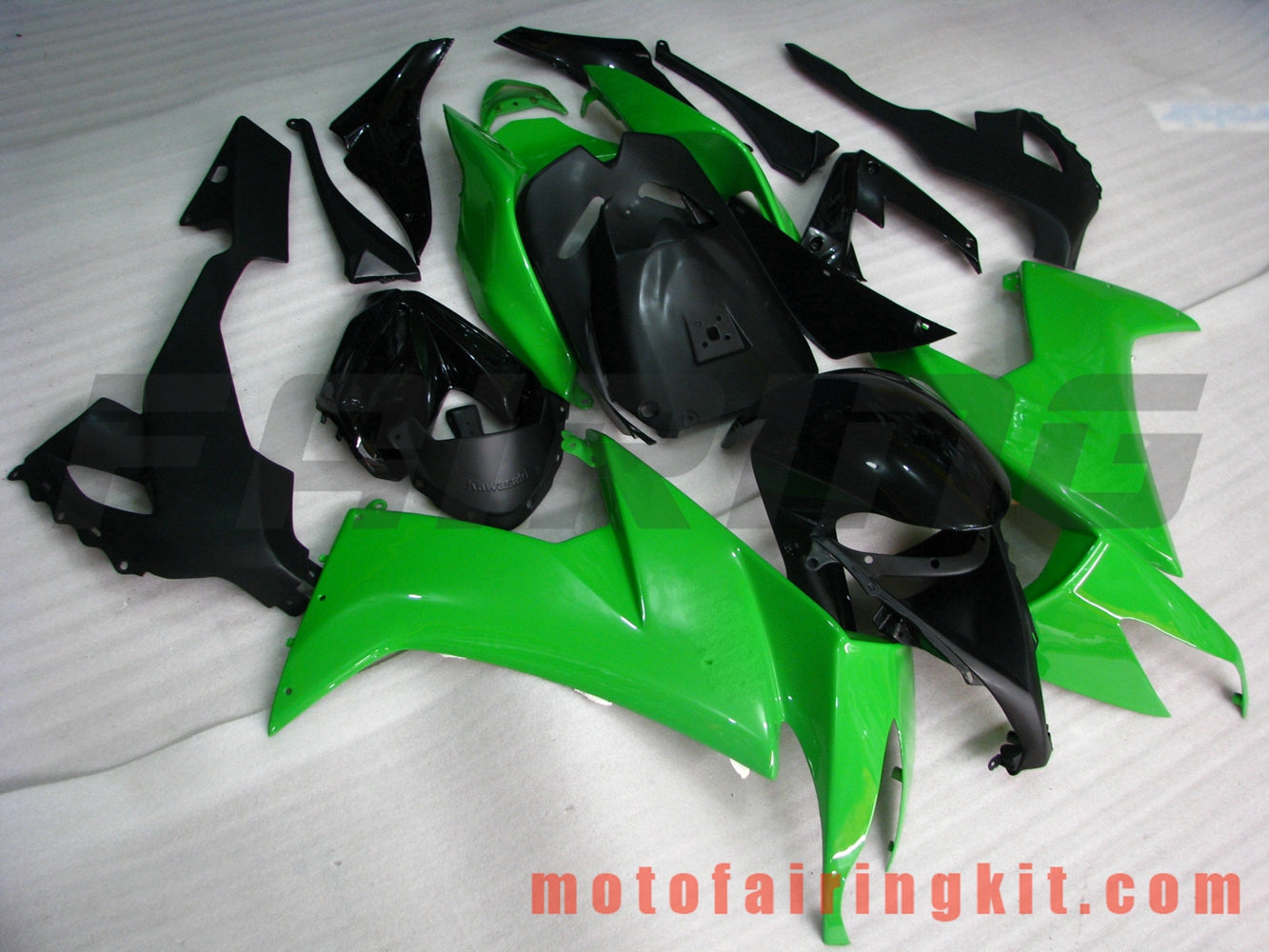 フェアリングキット ZX-10R ZX10R 2008 2009 2010 ZX10R 08 09 10 プラスチック ABS 射出成形 完全なオートバイボディ アフターマーケットボディワークフレーム (ブラック &amp; グリーン) B013