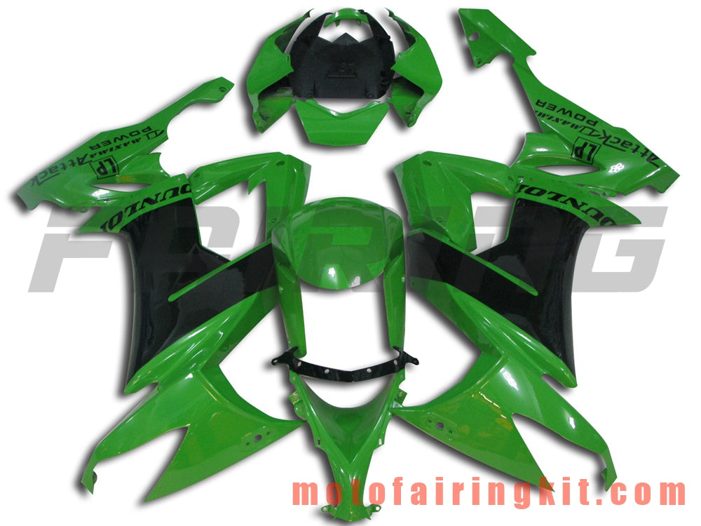 Fairing Kits Fit for ZX-10R ZX10R 2008 2009 2010 ZX10R 08 09 10 Plastic ABS Injection Mold Complete Motorcycle Body Aftermarket Bodywork Frame (Green & Black) B014